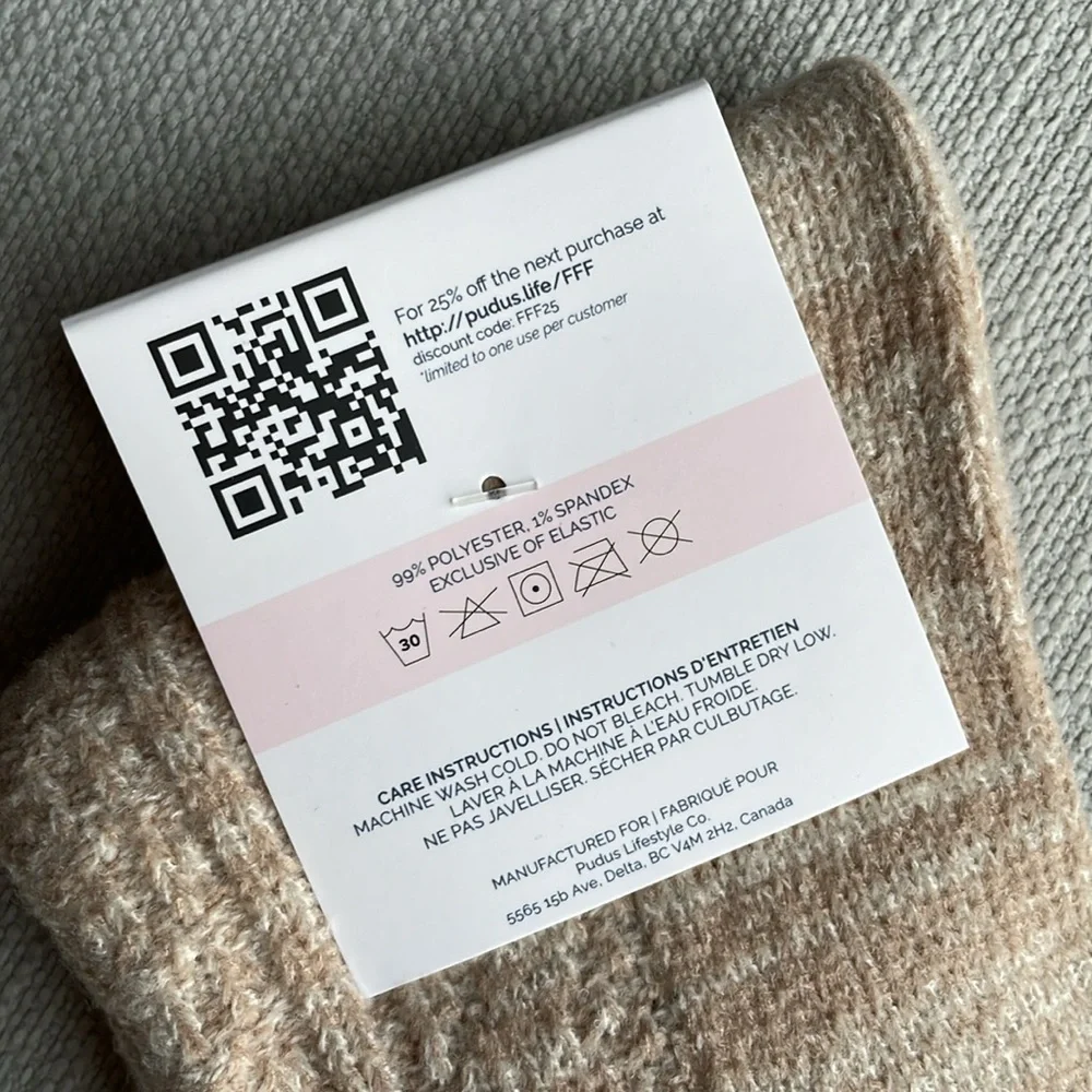 Pudus cozy sweater socks beige one sized mid-calf